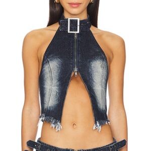 JADED LONDON Denim Halter Top
